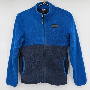 The North Face Boys Youth Sherpa Fleece Winter Jacket Blue Gray L (14-16)